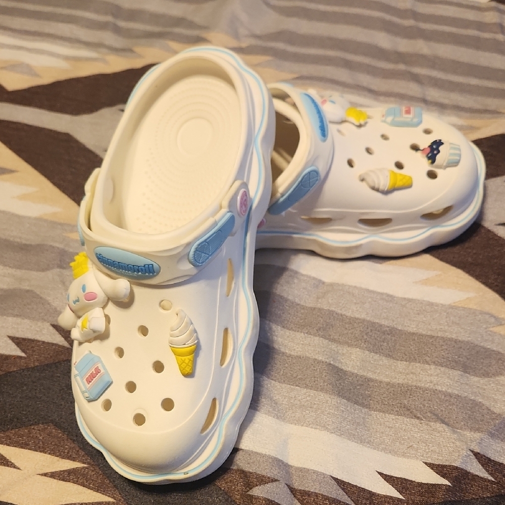 Kids White Clogs with Fun Charms
